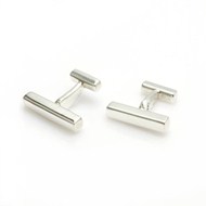 RECTANGULAR SILVER BAR CUFFLINKS