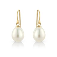 TEAR DROP PEARL EARRINGS ON 9CT GOLD FILL HOOK