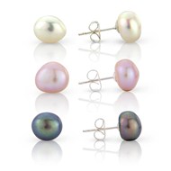 MEDIUM PEARL STUD EARRINGS