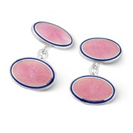 PINK ENAMEL & SILVER STARBUST CUFFLINKS 