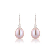 PINK TEAR DROP PEARL EARRINGS ON SILVER HOOK