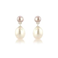 PINK & WHITE PEARL ON PEARL DROP EARRINGS