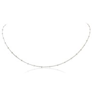 SILVER CURB AND BEAD CHAIN