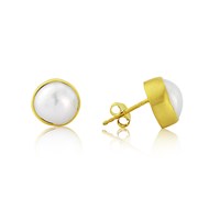 LARGE BAROQUE PEARL STUD EARRINGS IN GOLD VERMEIL OR SILVER