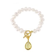 MUSTIQUE WHITE PEARL BRACELET WITH LEMON TOPAZ DROP