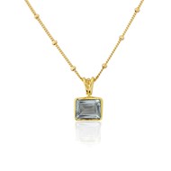 RECTANGULAR AQUAMARINE PENDANT SET IN 18ct GOLD