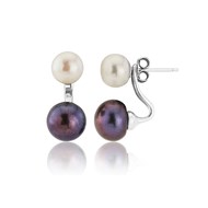 DUET DOUBLE PEARL HOOP STUD EARRINGS