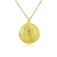 GOLD VERMEIL BYZANTINE ROUND PENDANT NECKLACE
