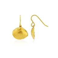 GOLD VERMEIL CLAM SHELL EARRINGS ON HOOKS