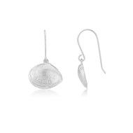 SILVER CLAM SHELL HOOK EARRINGS