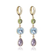 TRIPLE GEMSTONE DROP EARRINGS