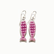 ENAMEL FISH EARRINGS - PINK