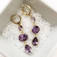 TRIPLE DROP AMETHYST GEMSTONE EARRINGS