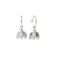 SILVER HONEY BEE ON HOOP EARRINGS