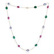 RUBY EMERALD & SAPPHIRE 18ct GOLD NECKLACE