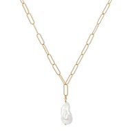 SINGLE FIREBALL PEARL ON GOLDFILL CHAIN