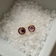 ROUND AMETHYST STUDS SET IN GOLD VERMEIL