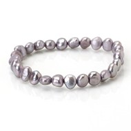 GREY FRESHWATER PEARL BRACELET ON ELASTIC