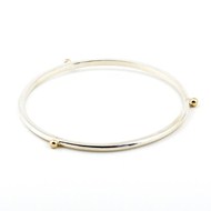 SILVER & THREE 9ct GOLD BALL BANGLE 