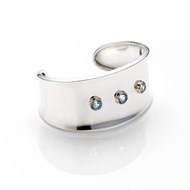SILVER CUFF WITH AQUAMARINE IN GOLD